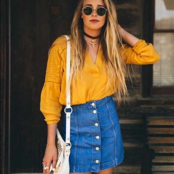 Garage Dresses & Skirts - Denim Front Button Jean Skirt